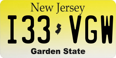 NJ license plate I33VGW