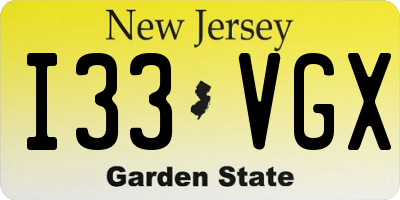 NJ license plate I33VGX