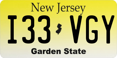 NJ license plate I33VGY