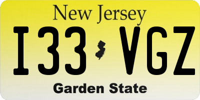 NJ license plate I33VGZ