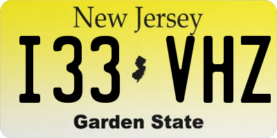 NJ license plate I33VHZ