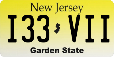 NJ license plate I33VII