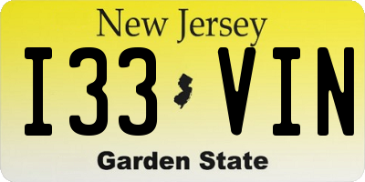 NJ license plate I33VIN