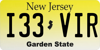 NJ license plate I33VIR