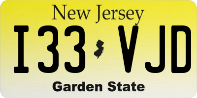 NJ license plate I33VJD