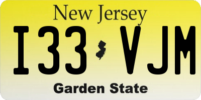 NJ license plate I33VJM