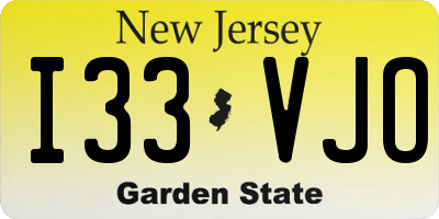 NJ license plate I33VJO