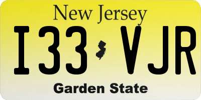 NJ license plate I33VJR
