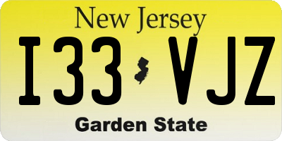 NJ license plate I33VJZ