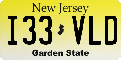 NJ license plate I33VLD