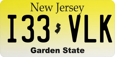 NJ license plate I33VLK