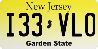 NJ license plate I33VLO