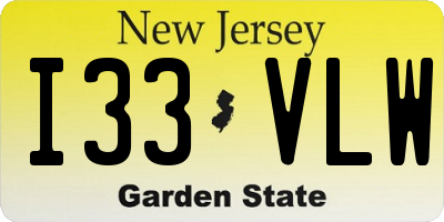 NJ license plate I33VLW