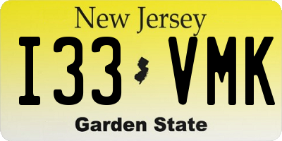 NJ license plate I33VMK