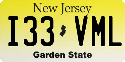 NJ license plate I33VML