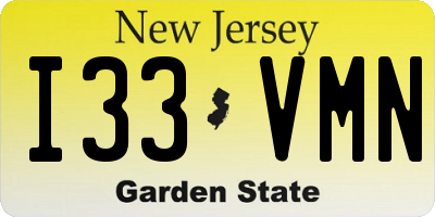 NJ license plate I33VMN