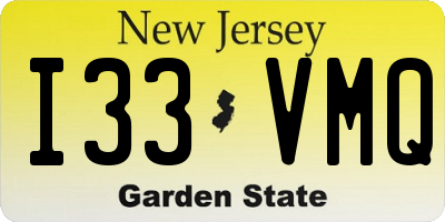 NJ license plate I33VMQ