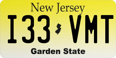 NJ license plate I33VMT