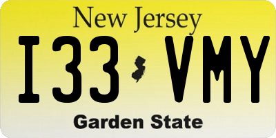 NJ license plate I33VMY