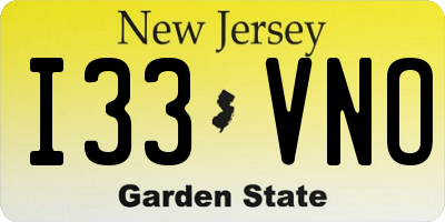 NJ license plate I33VNO