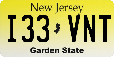 NJ license plate I33VNT