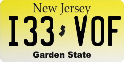 NJ license plate I33VOF