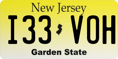 NJ license plate I33VOH