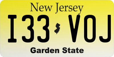 NJ license plate I33VOJ