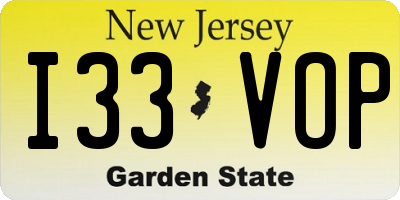 NJ license plate I33VOP