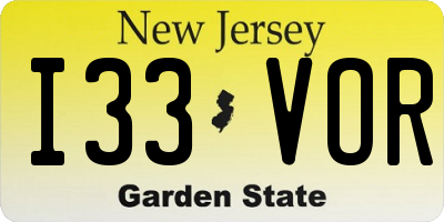NJ license plate I33VOR
