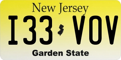 NJ license plate I33VOV