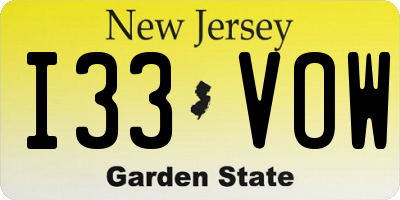 NJ license plate I33VOW