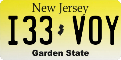 NJ license plate I33VOY