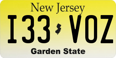 NJ license plate I33VOZ