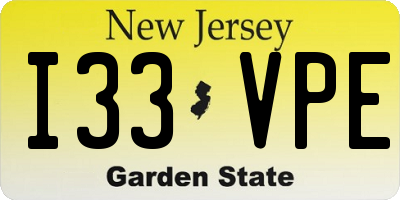 NJ license plate I33VPE