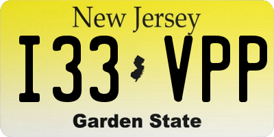 NJ license plate I33VPP
