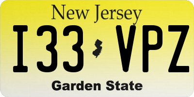 NJ license plate I33VPZ