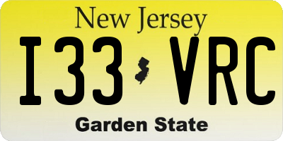 NJ license plate I33VRC
