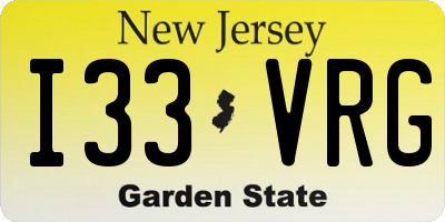 NJ license plate I33VRG
