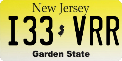 NJ license plate I33VRR
