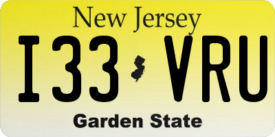 NJ license plate I33VRU