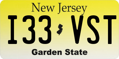 NJ license plate I33VST