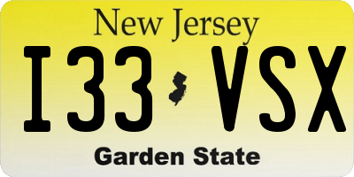 NJ license plate I33VSX