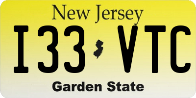 NJ license plate I33VTC