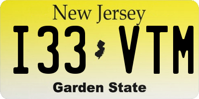 NJ license plate I33VTM