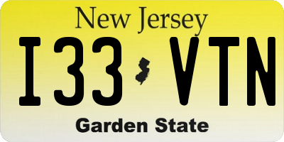 NJ license plate I33VTN