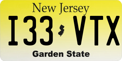 NJ license plate I33VTX