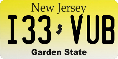 NJ license plate I33VUB