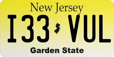NJ license plate I33VUL