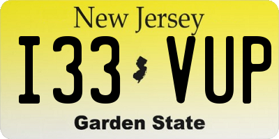 NJ license plate I33VUP
